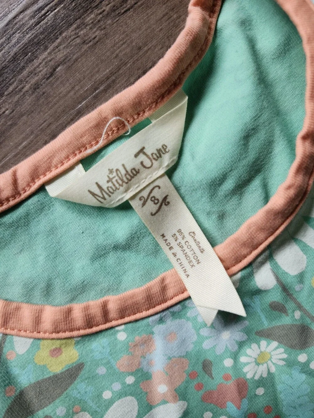 Matilda Jane Blissful Bee Mixed Print Mint Floral Dress with Peach Ruffle